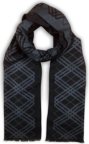 Livativ Bleu Nero Luxurious Winter Scarf for Men and Women – Large Selection of Unique Design Scarves – Super Soft Premium Cashmere Feel Red Black Grey Two-sided Stripes