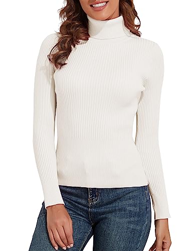 PrettyGuide Women's Ribbed Turtleneck Long Sleeve Sweater Windsor Wine S