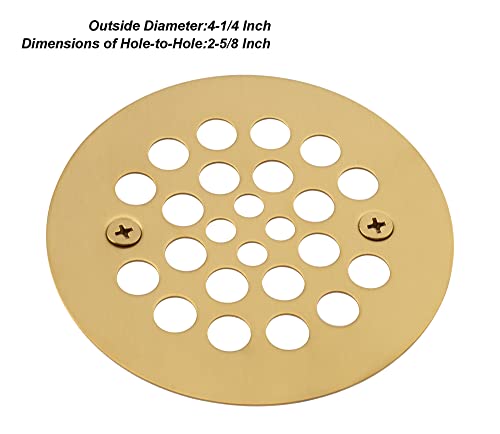 Artiwell 4-1/4“ Shower Strainer Drain Trim Set, Screw-in Shower Strainer Drain Cover, Plastic-Oddities Style Replacement Strainer Grid,Machine & Self-Tapping Screws Included (Brushed Gold)