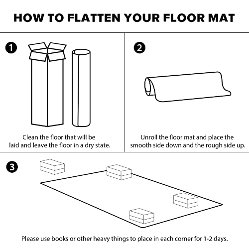 FURKIT Vinyl Floor Mat for Home, Black Waterproof Area Mat for Under Dining Room Table, Sturdy Plastic Rug Protector for Kitchen, Living Room, Yard, Garage, Large Baby Play Mat (3'×5')