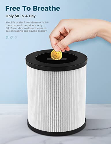 AROEVE Air Purifiers for Bedroom Air Purifier With Aromatherapy Function For Pet Smoke Pollen Dander Hair Smell 20dB Air Cleaner For Bedroom Office Living Room Kitchen, MK06- Black