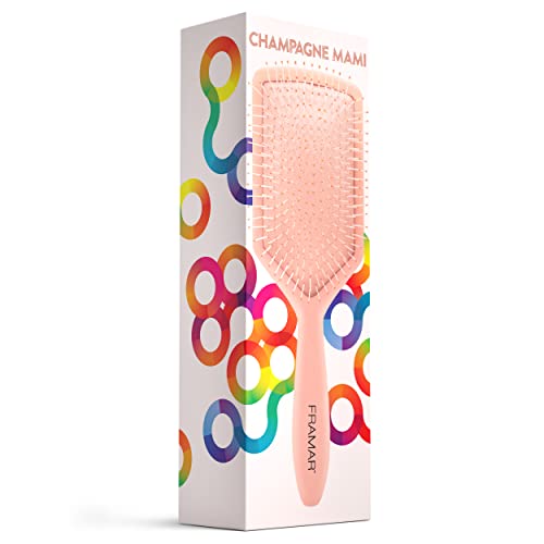 Framar Detangler Brush, Paddle Brush – Elegant Detangling Brush, No more Tangles Hair Brush – Hair Brushes for women, men and children (Champagne)