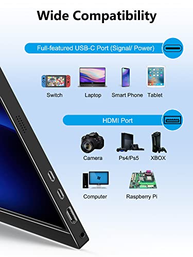 2.5K Portable Monitor, 17.3" QHD IPS Laptop Monitor, Dual USB C HDMI Second Computer Screen, VESA Gaming Display with 2 Speakers, Travel Monitor for Macbook Phone PS4/5 PC Phone Xbox Switch