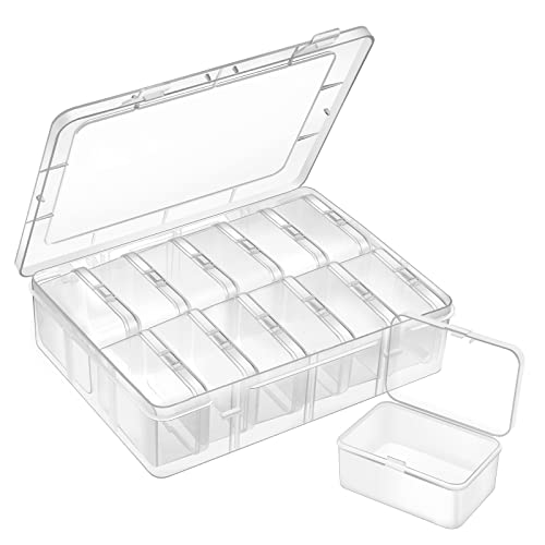 Gbivbe Small Plastic Storage Box, 13 Pieces Plastic Storage Cases Bead Organizers Boxes with Lid Mini Rectangles Boxes Craft Supply Case Bead Containers for Organizing