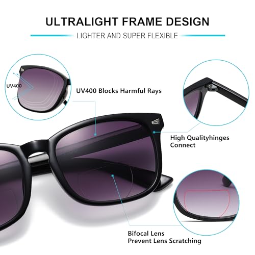 Bifocal Sunglasses For Women Classic Retro Reading Sunglasses 3 Pack UV400 Sun Readers Glasses With Metal Hinge +1.0