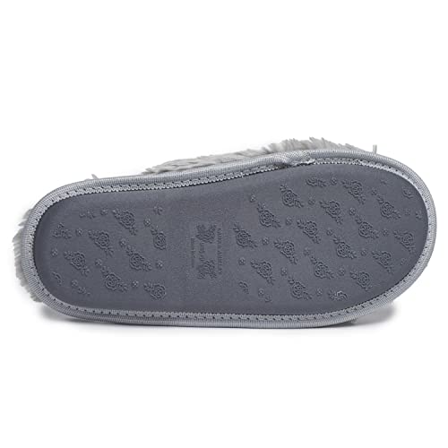 Laura Ashley Scuff Slippers, Plush Animal Print Slip-Ons for Women with Memory Foam Insole, Pink, Medium