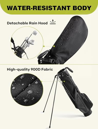Small Golf Bag, 3 Divider Fit Up to 8 Clubs, Golf Stand Bag with Rain Cover, Easy to Carry and Durable Pitch n Putt Golf Bag, Lightweight Golf Bag with Strap and Stand for Men n Women