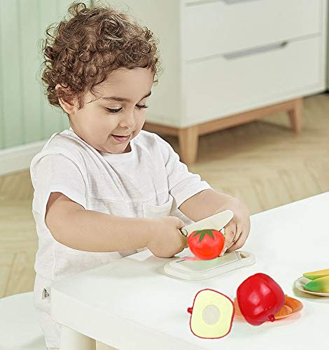 Cutting Fruits Vegetables Set, 16 Pack Play Kitchen Plastic Cutting Food for Kids Pretend Play Kitchen Toys Educational Food Toys for Children Girls Boys Best for 3, 4, 5 Year Olds