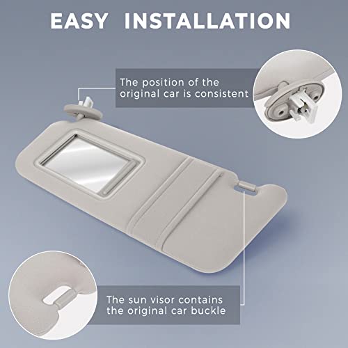 SCITOO Left & Right Sides Beige Sun Visor Assembly fit for 2009 2010 2011 2012 2013 2014 2015 2016 for Toyota venza with Sunroof(74310-0T022-A1)
