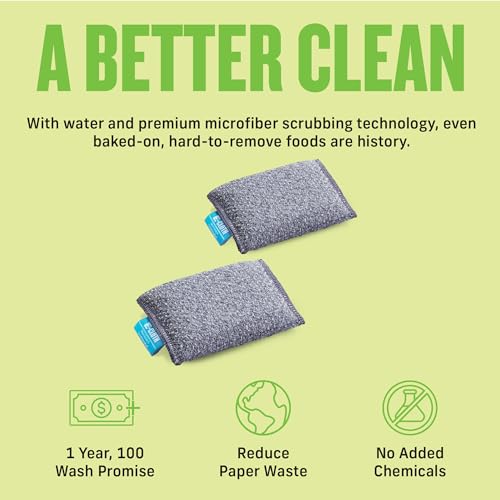 E-Cloth Non-Scratch Scrubbing Pads - Scrubbing Dish Sponges Kitchen Cleaning Kit - Reusable Scrubber Sponges for Dishes and Cleaning - Non-Scratch Scrubbers for Cleaning - 2-Pack