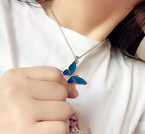 swqfzki Color Changing Butterfly Mood Necklace Emotion Feeling Pendant Necklace Adjustable Size Mood Ring 2pcs