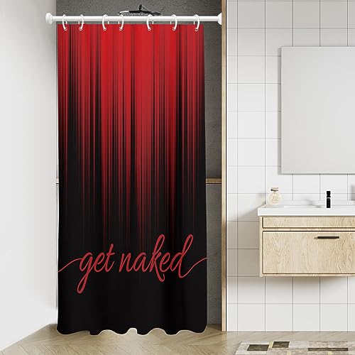 AAtter Red and Black Shower Curtain Ombre Mens Adult Gothic Bright Fun Stall Small Single Walk in Half Size Dorm Standing Narrow Stand Up RV Home Bathroom Decor Bathtub Set, 36x72, Gradient