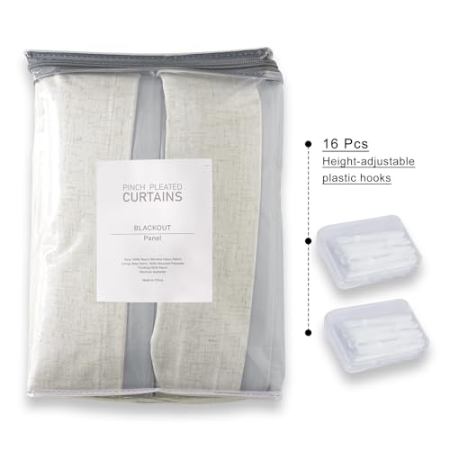 Red Thick 2-layer Linen Pinch Pleated Full Blackout Curtains for Bedroom - Two Pages Black Out Curtains 84 Inch Long 2 Panels Set for Living Room Darkening Thermal Window Curtains Drapes, 16 Hooks