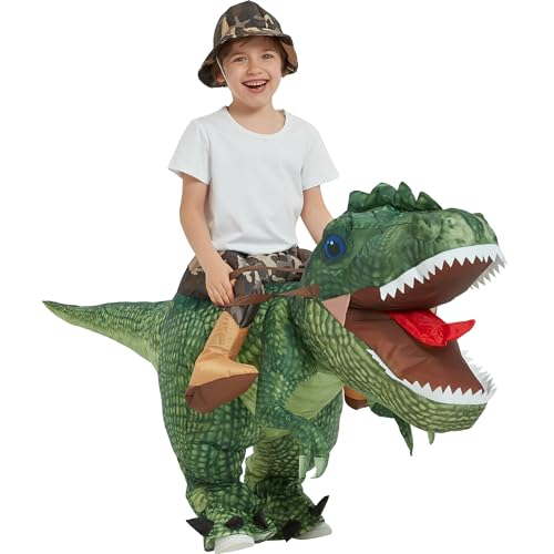 One Casa Inflatable Costume Dinosaur Riding T Rex Air Blow up Funny Party Halloween Costume for Kids (2-3Yrs)