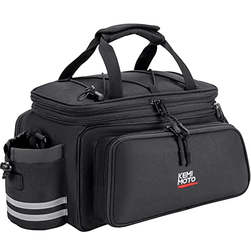 KEMIMOTO Bike Rear Rack Bag Bicycle Trunk Bag 20L Capacity Water Resistant Multifunctional Bicycle Pannier with Rain Cover Bike Saddle Bag for Grocery Shopping Commuter Cycling Trip Black