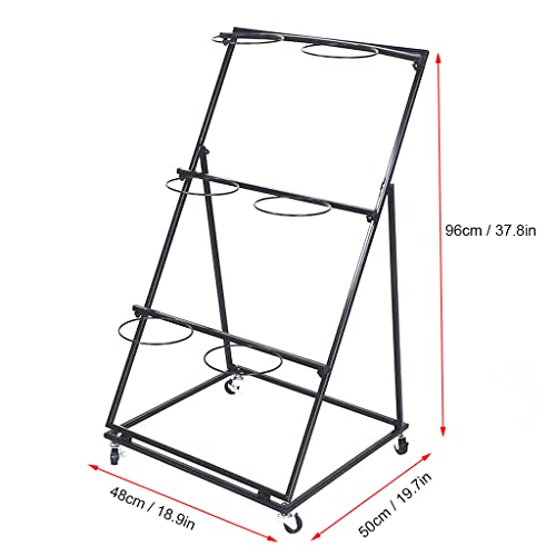 Decorative Flower Display Stand with Buckets for Cut Flowers, Heavy Duty Rolling Plant Stand on Wheels, Indoor Outdoor Flower Cart Ladder Shelf for Florist, Garden, Patio (3 Tier 6 Black Bucket)