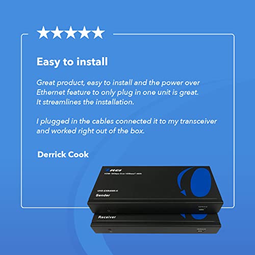 OREI 4K HDMI Extender Balun HDBaseT UltraHD 4K,60Hz 4:4:4 Over Single CAT5e/6/7 Cable with HDR, CEC & IR Control, RS-232 - Up to 400 Ft - Loop Out - Power Over Cable - Audio Out