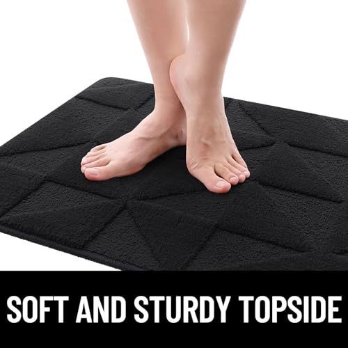 OLANLY Door Mats Indoor, Non-Slip, Absorbent, Dirt Resist, Entrance Washable Mat, Low-Profile Inside Entry Doormat for Entryway (32x20 inches, Black)