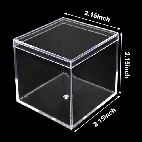 GDFYMI 12Pcs Clear Acrylic Box, Mini Storage Box with Lid Acrylic Containers Plastic Square Cube for Display Jewelry Candy Pill-2.1x 2.1x 2.1
