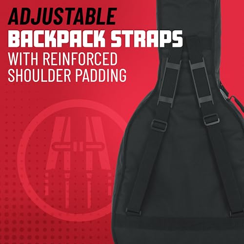 Gator Cases Foam Padded Acoustic Bass Guitar Gig Bag, Fits Acoustic Bass Guitars up to 49.3" in Length (GBE-AC-BASS)