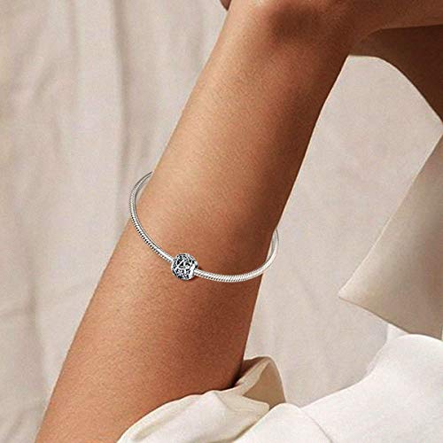 FOREVER QUEEN Letter Alphabet Charm B Initial Charm Beads 925 Sterling Silver Letter Charms for Bracelets Necklace