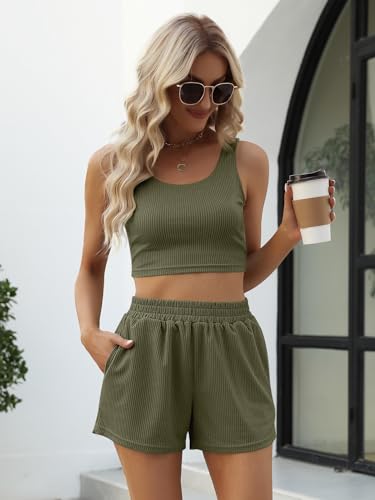Trendy Queen 2 Piece Lounge Sets Women Summer Outfits Fashion Matching Beach Set 2024 Comfy Workout Set Fashion Spring Clothes Tracksuits Trendy White M
