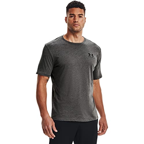 Under Armour Men's Sportstyle Left Chest Short-Sleeve T-Shirt , Charcoal Medium Heat (019)/Black , Large
