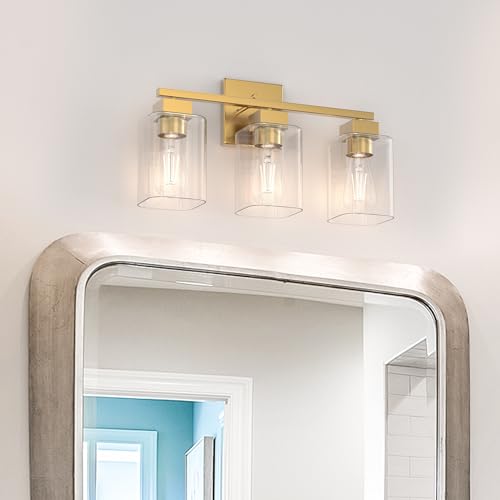 Espird Black Bathroom Vanity Light - 3 Light Bathroom Light Fixture Square Design & UL Certification, Bathroom Lighting Fixtures Over Mirror, Modern Matte Black Vanity Light for Bathroom & Restroom