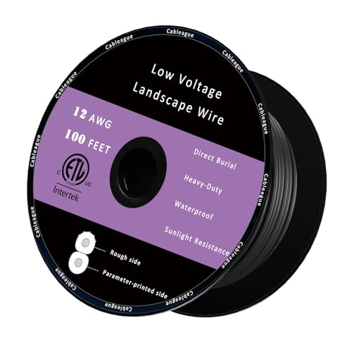 Cableague 12/2 Low Voltage Landscape Lighting Wire 100ft 12AWG*2C Waterproof Conductor Outdoor Direct Burial 100 feet Black