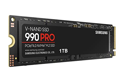 SAMSUNG 990 PRO SSD 1TB PCIe 4.0 M.2 2280 Internal Solid State Hard Drive, Seq. Read Speeds Up to 7,450 MB/s for High End Computing, Gaming, and Heavy Duty Workstations, MZ-V9P1T0B/AM