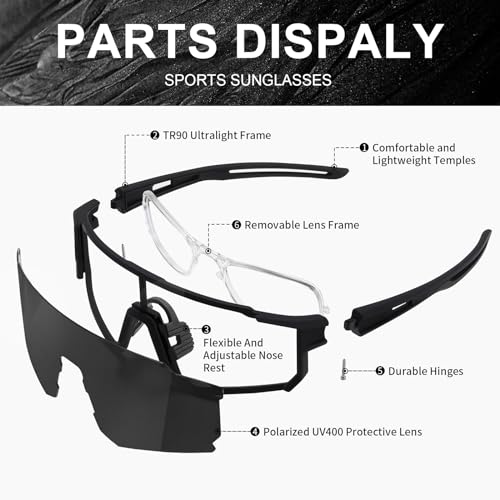 TURBOPEP Polarized Sports Sunglasses for Men and Women, Fishing Baseball Running Cycling Mountain Bike Sunglass with UV Protection