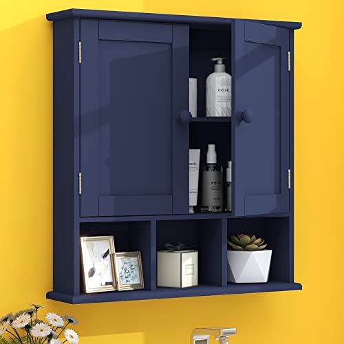 TaoHFE Black Bathroom Cabinet,Bathroom Wall Cabinet 2 Door Adjustable Shelves,Over The Toilet Storage Cabinet,Black Bathroom Cabinet Wall Mounted,Medicine Cabinets for Bathroom Laundry Room Kitchen