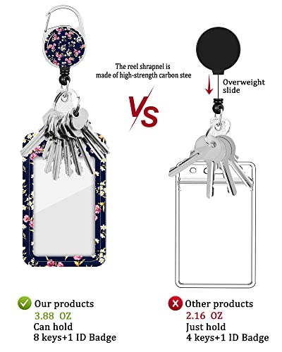 2 Pack Badge Holder and Heavy Duty Retractable Reel, ID Badge Holders with Retractable Clip for Nurse Teacher Student Office Women Men