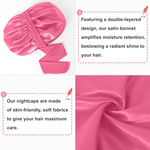 Large Satin Bonnet Silk Bonnet Hair Bonnet for Sleeping, Double Layer Satin Bonnets for Women Natural Curly Hair Shower Cap