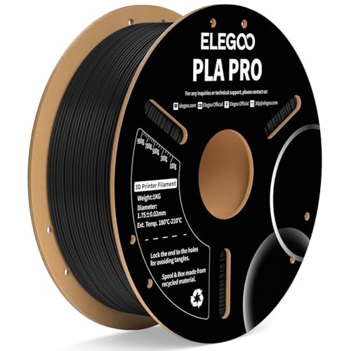 ELEGOO PLA+ Filament 1.75mm Black 1KG, High Toughness PLA Plus 3D Printer Filament Dimensional Accuracy +/- 0.02mm, 1kg Spool(2.2lbs) for Most FDM 3D Printers