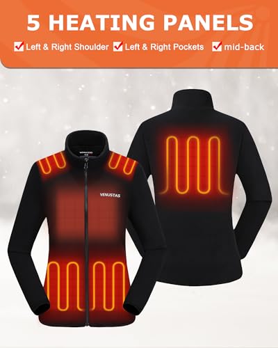 Venustas Women’s 3-in-1 Heated Jacket with Battery 7.4V, Electric Fleece Jacket & Waterproof Ski Coat with Hood for Outdoor