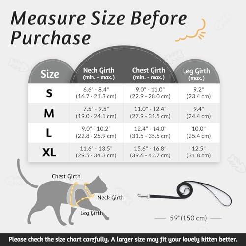 rabbitgoo Cat Harness and Leash Set for Walking Escape Proof, Adjustable Soft Kittens Vest with Reflective Strip for Cats, Comfortable Outdoor Vest, Red, M
