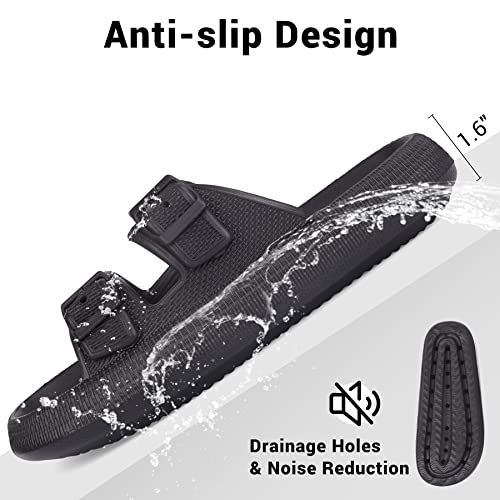 VONMAY Cloud Slides Slippers for Women Men Shower Sandals Non Slip Soft Sole Thick Foam Double Buckle Adjustable House Shoes, Orange