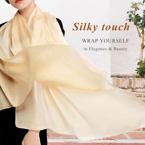 RIIQIICHY Women Shawls and Wraps for Evening Dresses Like Chiffon Lavender Silk Scarf Formal Silky Pashmina Shawls for Weddings