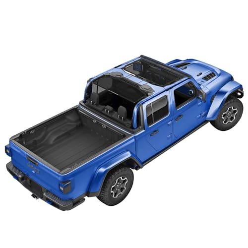 Alien Sunshade Jeep Gladiator Sun Shade Black (2018-2023)- Front & Rear Mesh Sunshade for Jeep Gladiator 4 Door, Jeep Gifts, Reduces Wind & Noise – Universal Fit for Jeep Gladiator Accessories