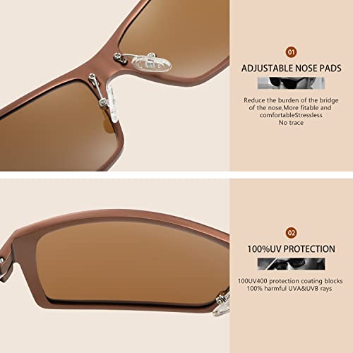 DUCO Polarized Sports Sunglasses for Men Vintage Rectangular Driving Golfing Sun Glasses Mens Fishing Shades UV400 Protection Carbon Fiber DC8202