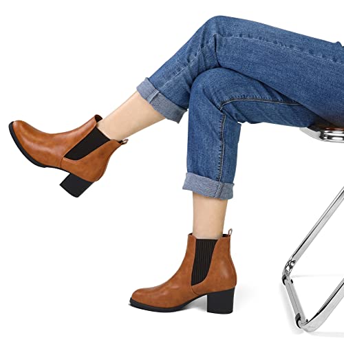 COASIS Women's Chelsea Boots Chunky Block Heel Slip On Ankle Booties with Elastic Sided