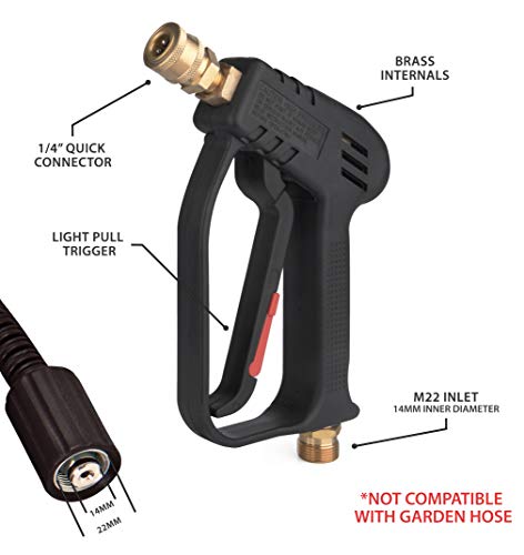 McKillans® Short Pressure Washer Gun with Swivel - High Pressure Water Handle with 3/8" Male Plug and 1/4” Quick Connector Coupler - Power Washer Gun Compatible with Foam Cannon - Car Wash Foam Gun