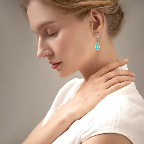 KNTTZZI Tulip Dangle Earrings 925 Sterling Silver Tulip Drop Earrings Hypoallergenic Abalone Shell Tulip Earring Jewelry Valentine's Day Birthday Gifts for Women