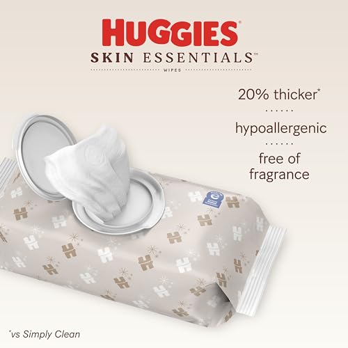 Huggies Skin Essentials Baby Wipes, Hypoallergenic, 99% Water, 2 Flip Top Packs (112 Wipes Total)