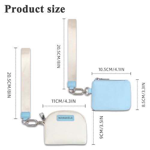 Sunpour Mini Zip Around Wristlet keychain Wallet for Women Dual Pouch Wristlet Portable wallet Coin Purse Mini Women Coin Pocket(Blue)