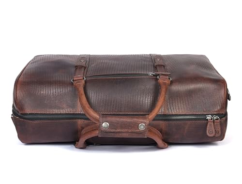 Leather Travel Duffel Bag | Gym Sports Bag Airplane Luggage Carry-On Bag | Gift for Father's Day By Aaron Leather Goods (Blue) 20 x 11 x 9 Inch