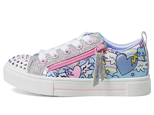 Skechers Kids Girls Twinkle Sparks-Flying Heart Sneaker, Lavender/Multi, 3 Little Kid