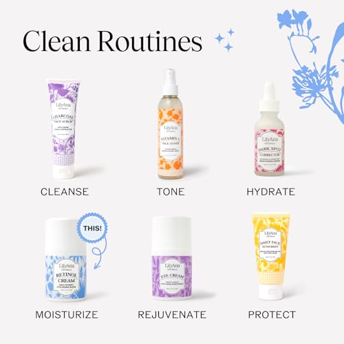 LilyAna Naturals Retinol Cream for Face - Made in USA, Retinol Cream, Anti Aging Cream, Retinol Moisturizer for Face and Neck, Wrinkle Cream for Face, Retinol Complex - 0.5oz