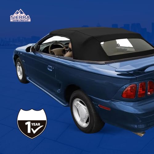 Sierra Auto Tops Replacement Convertible Soft Top with Heated Glass Window, fits Ford Mustang models 1994-2004, Premium Grade Sailcloth Vinyl, Black